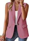 Women's Sleeveless Blazer Vest Open Front Casual Lightweight Jacket