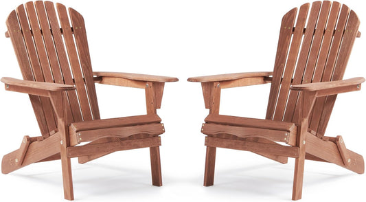 Wooden Folding Adirondack Chair Set of 2 for Outdoor Relaxation