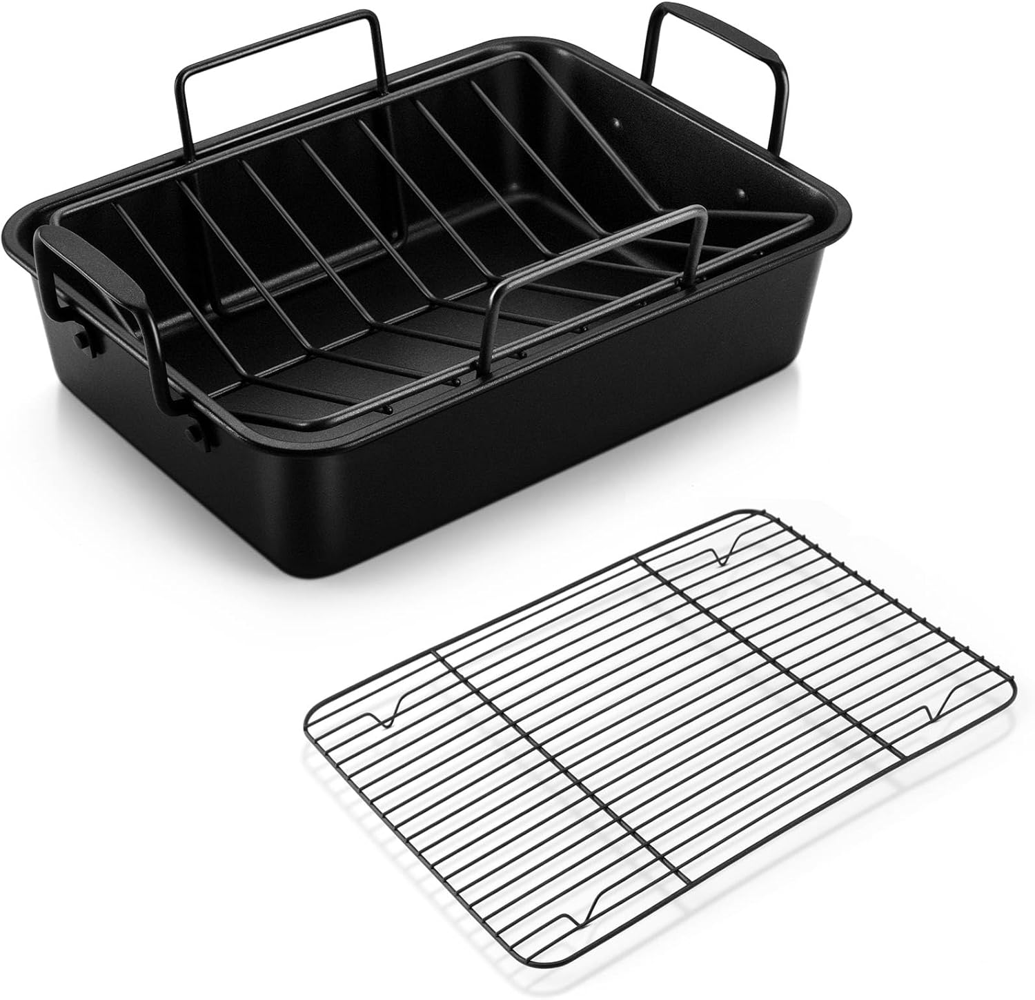 14 Inch Roaster Pan with Rack Set for Healthy Cooking