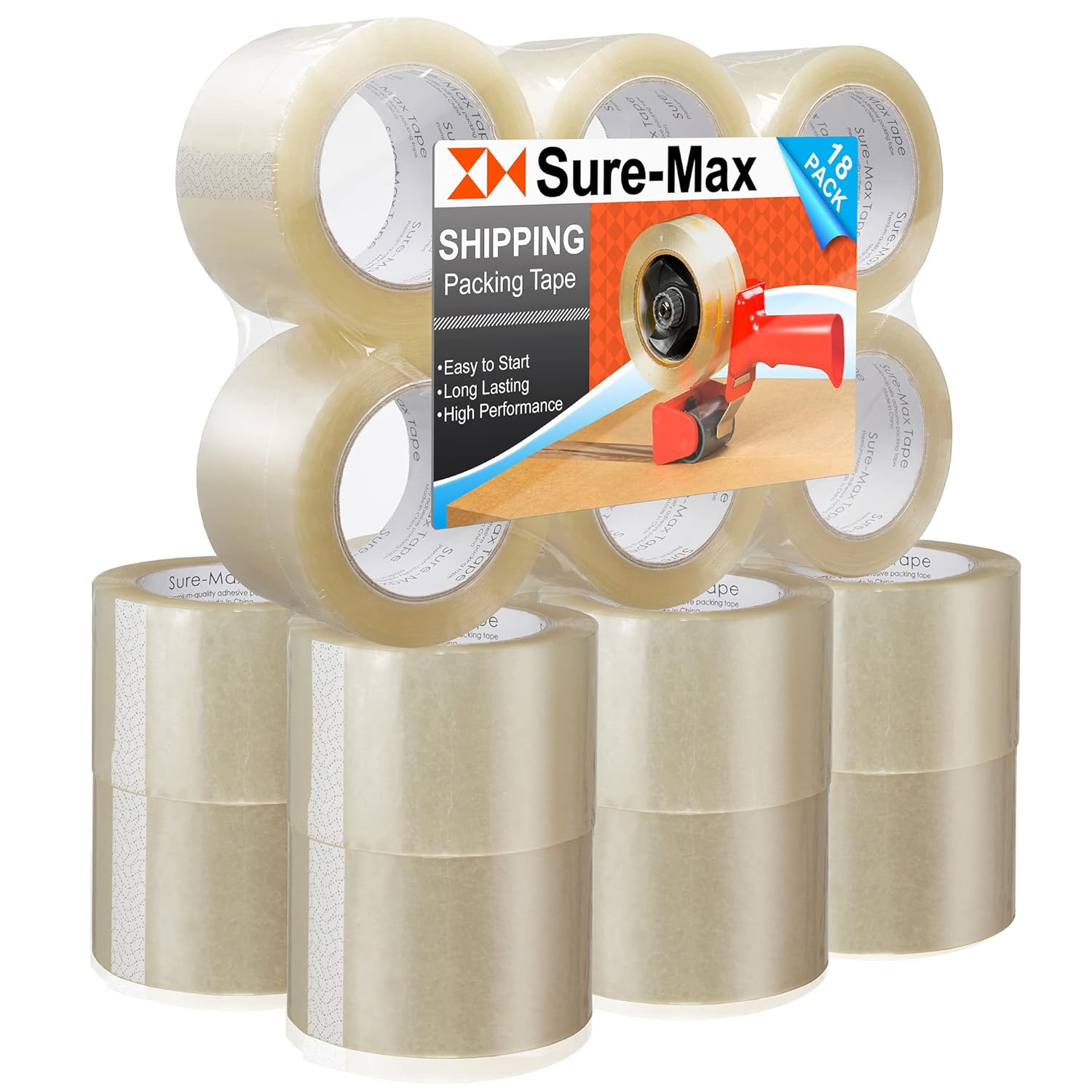 Sure-Max Extra-Wide Shipping Tape for Moving and Packing Needs