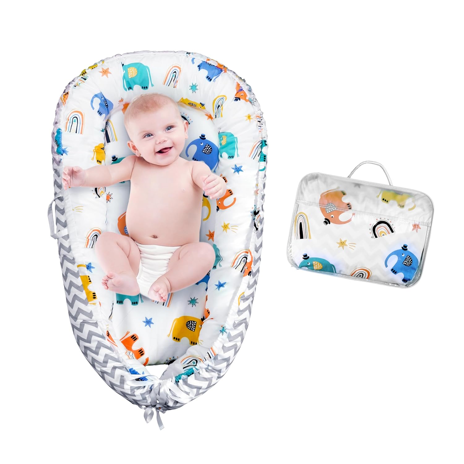 Portable 100% Cotton Baby Lounger - Snuggle Anywhere!