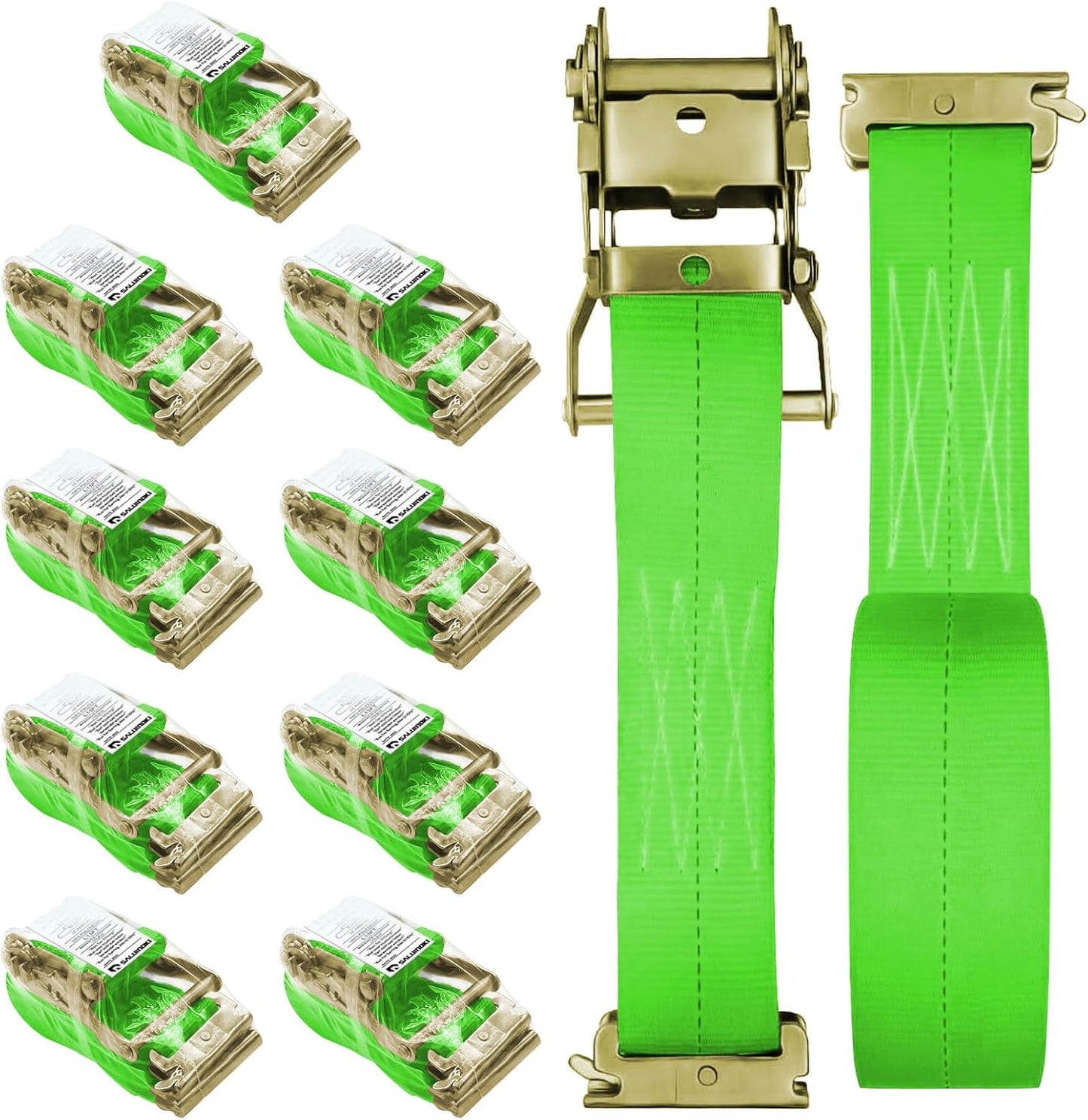 10Pack E Track Ratchet Straps for Heavy Duty Cargo Securement