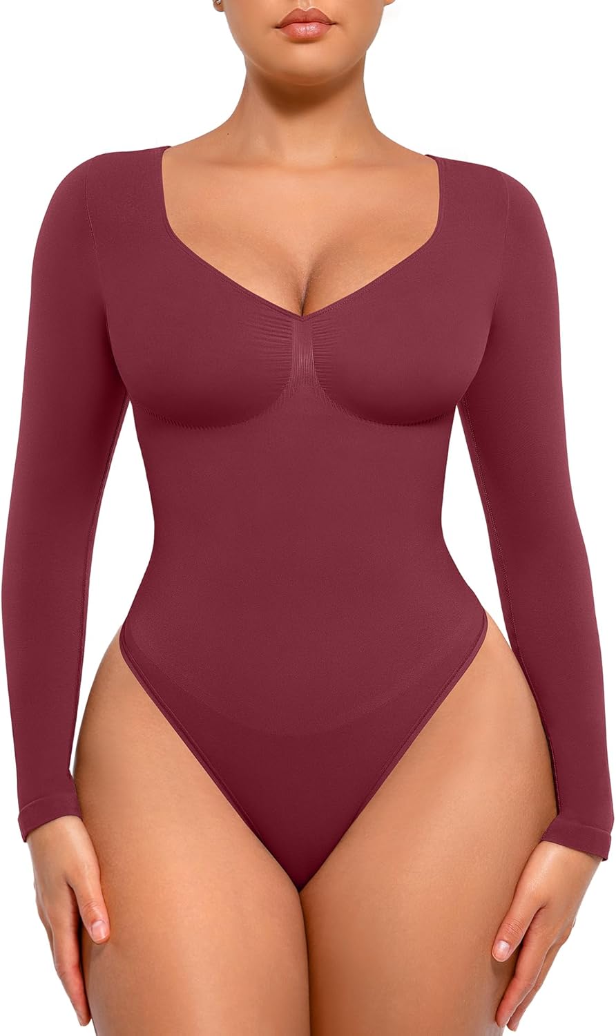 FeelinGirl Women's Long Sleeve Shapewear Bodysuit for Tummy Control