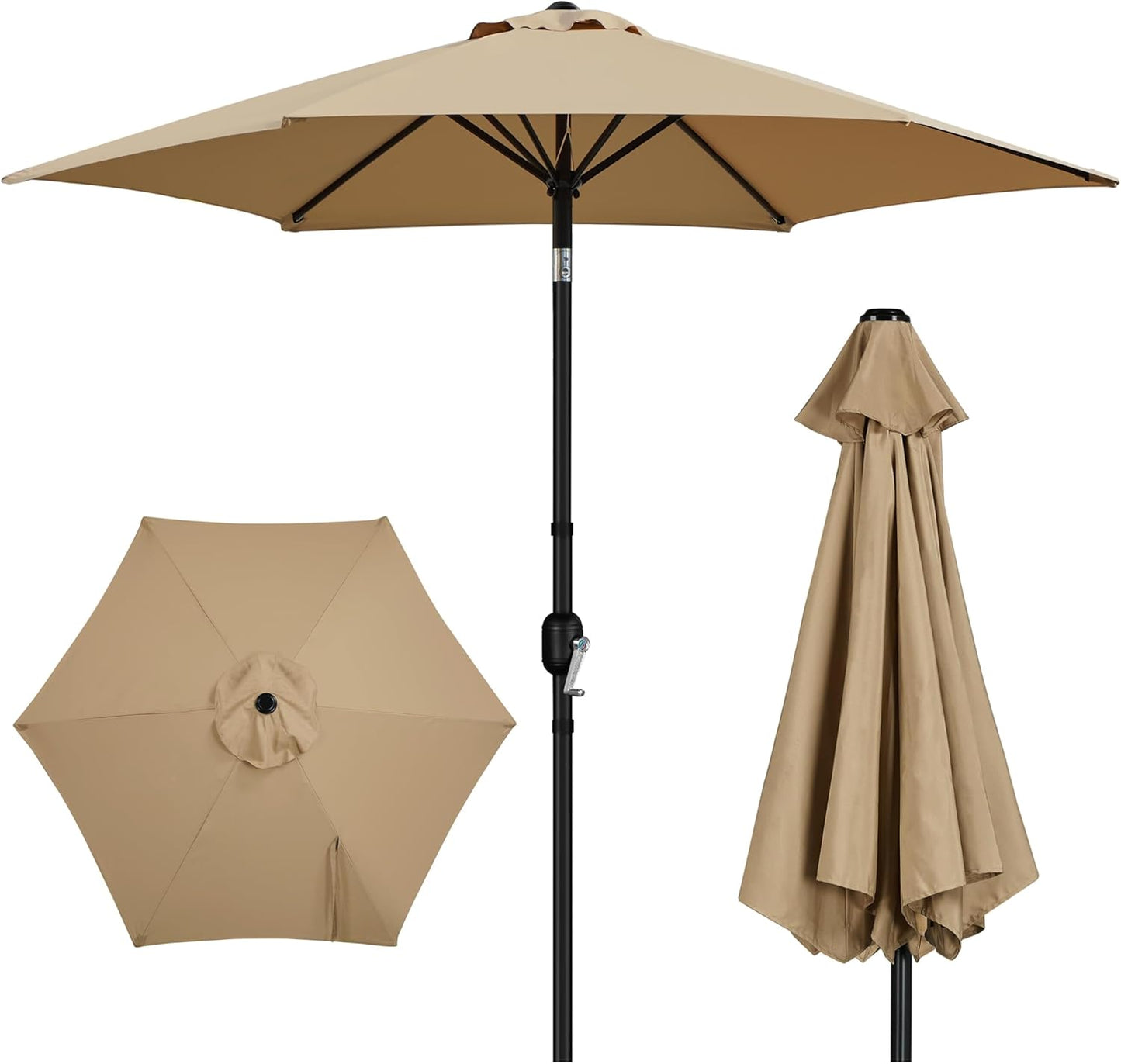 9ft Outdoor Table Umbrella with Push Button Tilt and Crank