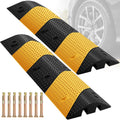 Speed Bumps for Road 2 Pack 39.3in Rubber - Heavy Duty Traffic Control