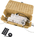 Cable Management Box Rattan Cord Organizer Box with Lid and Buckle