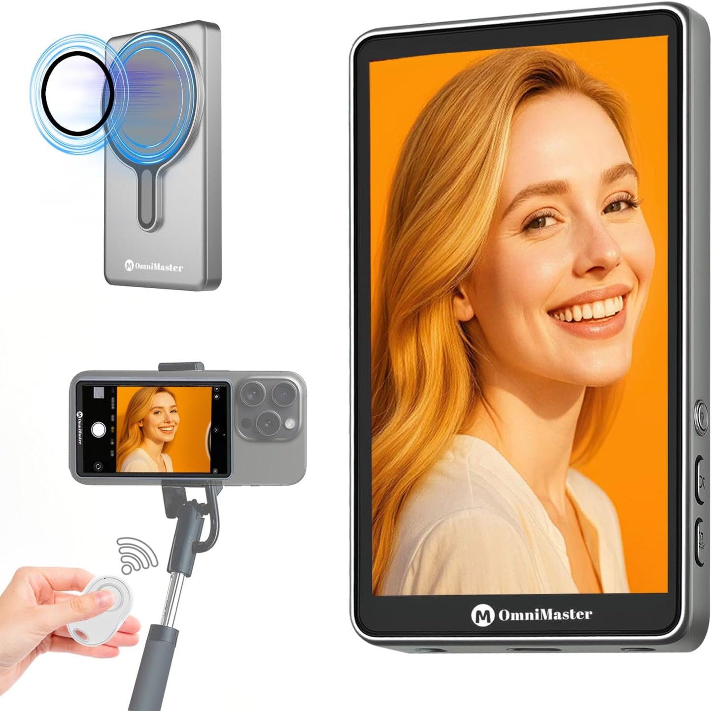 OmniMaster Back Camera Monitor for iPhone & Samsung - 4K Vlogging