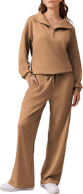 PINSPARK 2 Piece Sweatsuit Set - Oversized Sweatshirt & Wide Leg Pants