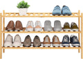 Bamboo 3-Tier Stackable Shoe Rack - Space-Saving Organizer