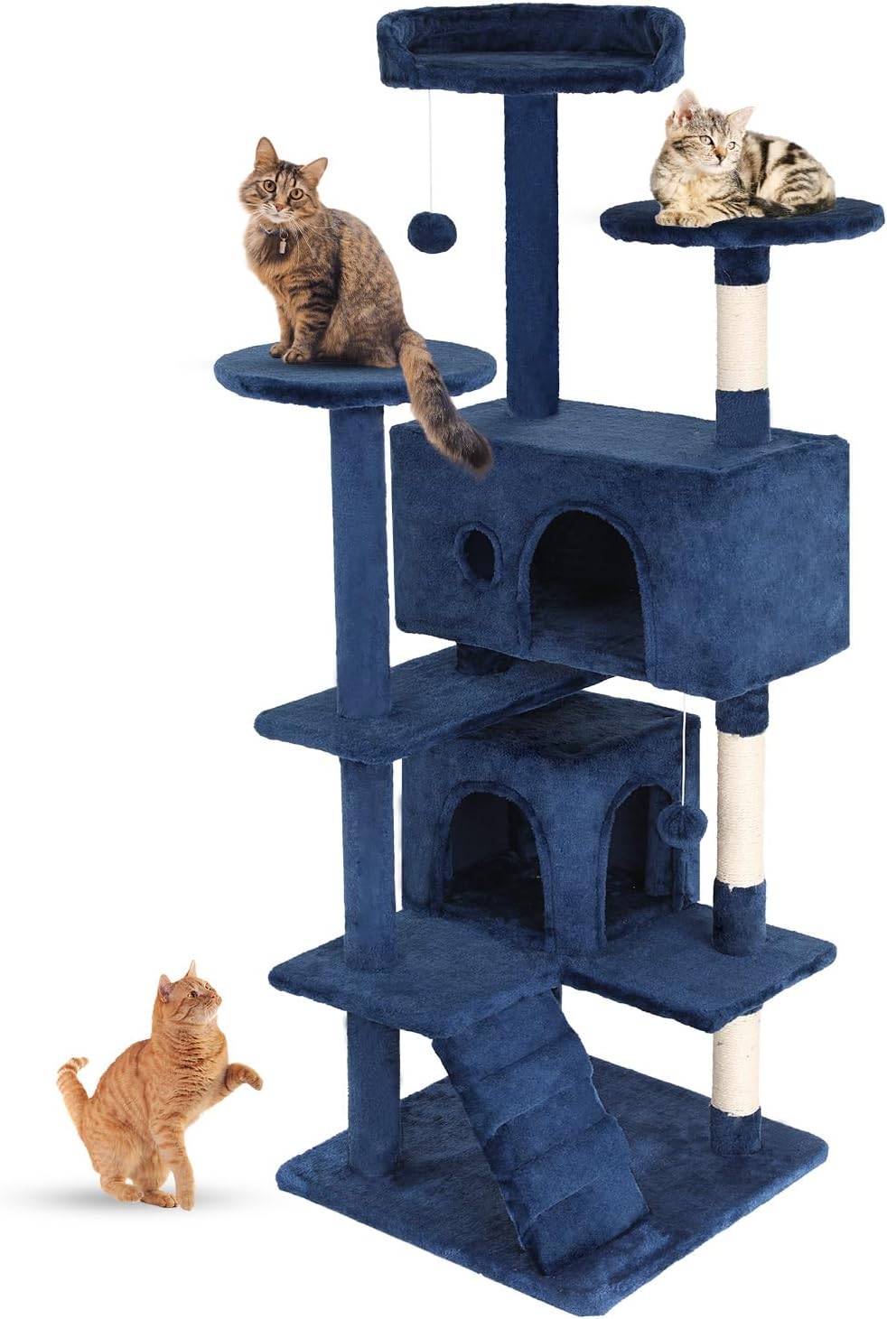 FDW Cat Tree 54in Multi-Level Durable Cat Tower for Indoor Cats