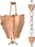 Crocus Copper Rain Chain 8-1/2 ft - Large Cups, Pure Copper