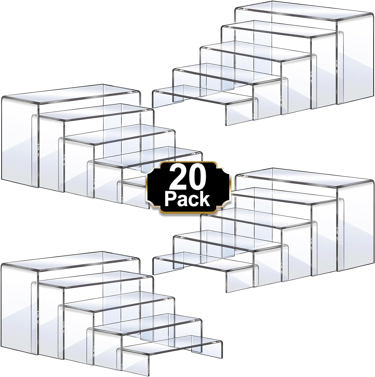 Aheroi Acrylic Risers - 20 Pcs Clear Display Stands for Decor