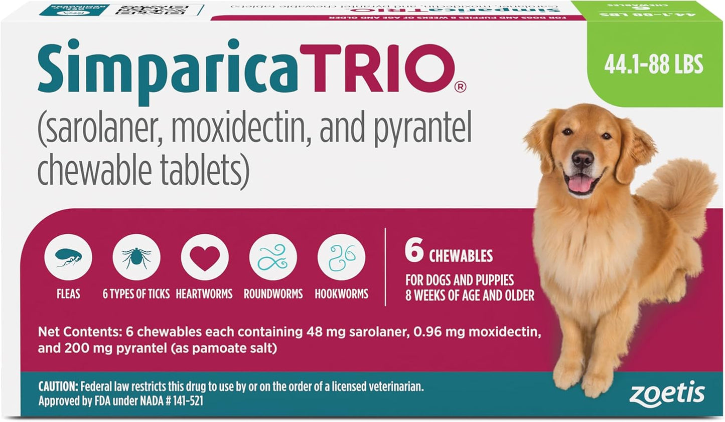 Simparica Trio Chewable Tablets for Dogs - Triple Parasite Protection
