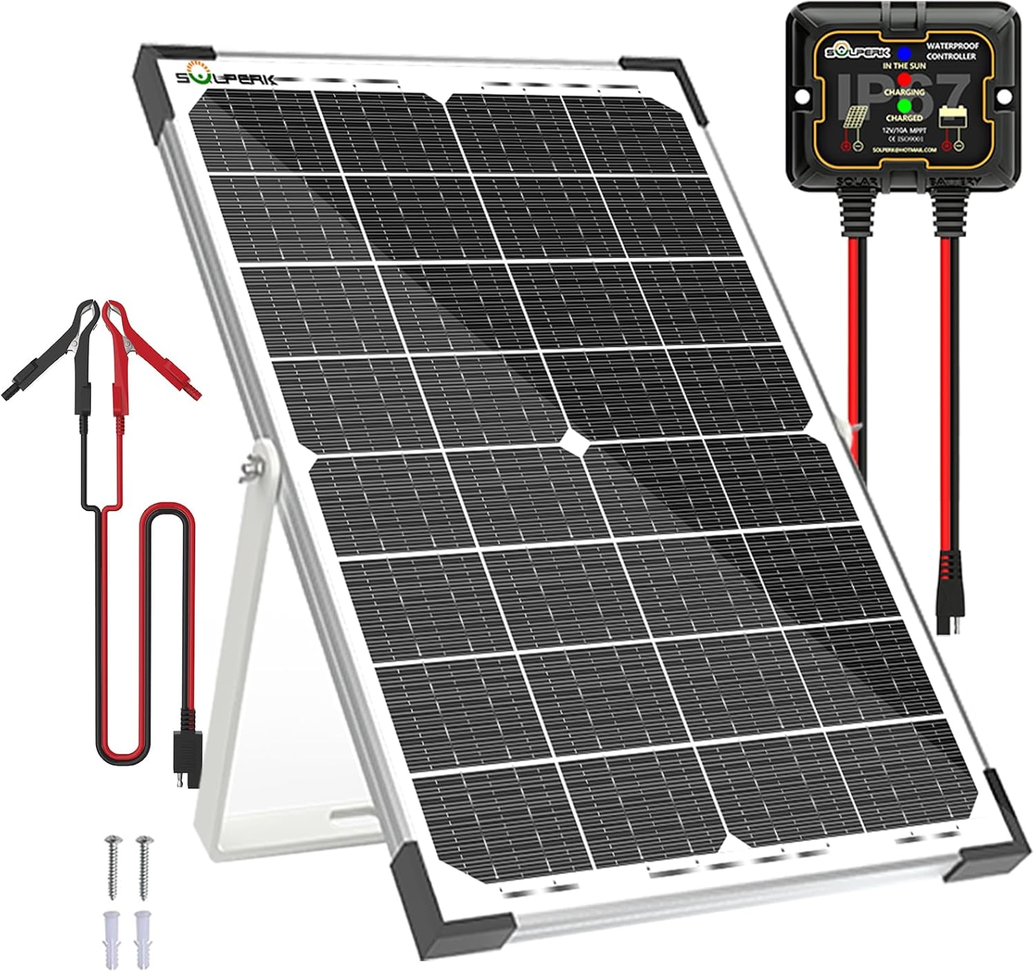 SOLPERK 30W Solar Battery Charger with MPPT Controller and Bracket