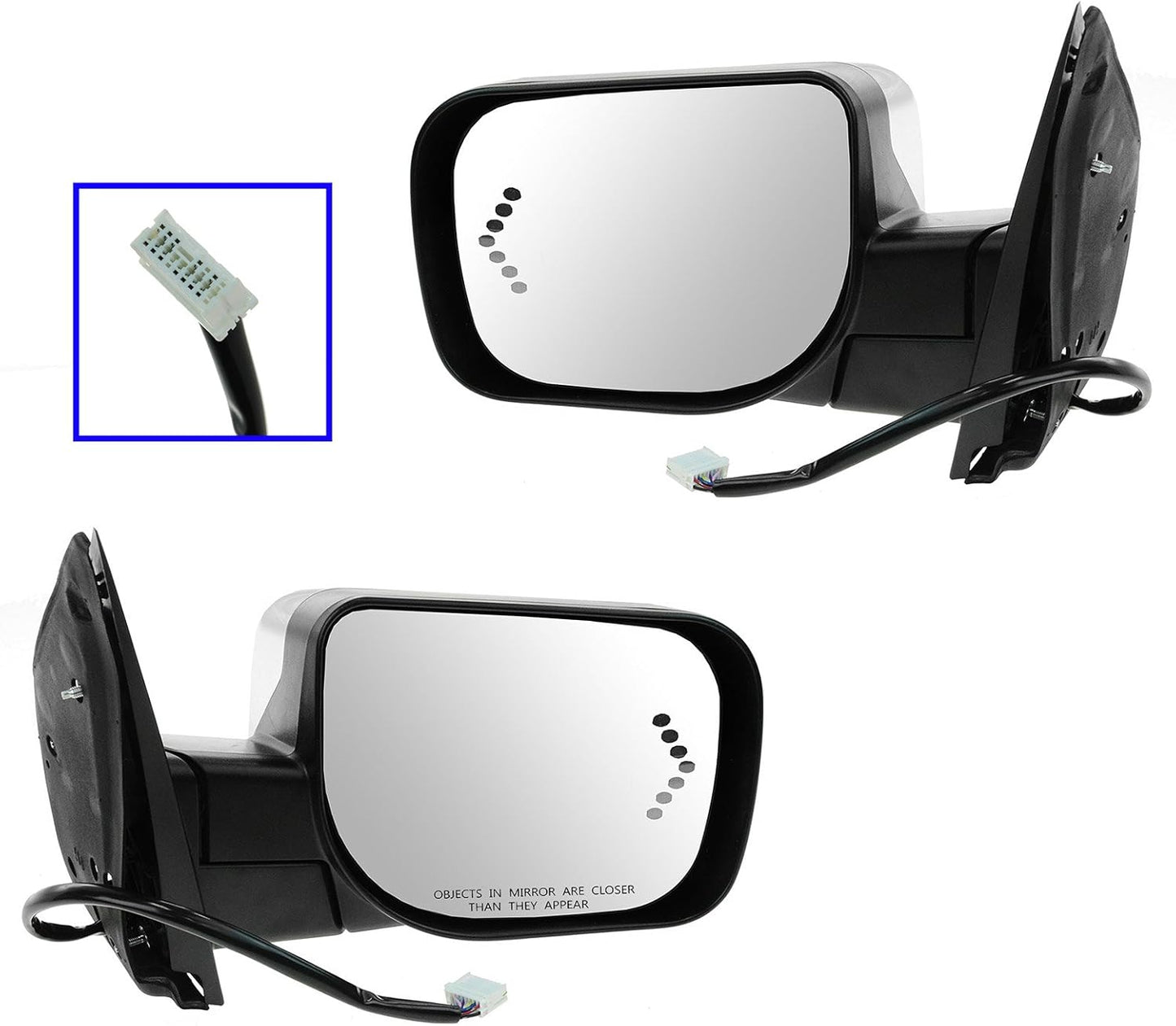 TRQ 2 Piece Driver and Passenger Side Mirror Assembly Set