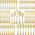 Gold Silverware Set 60 Pc Flatware for 12 - Durable Everyday Service
