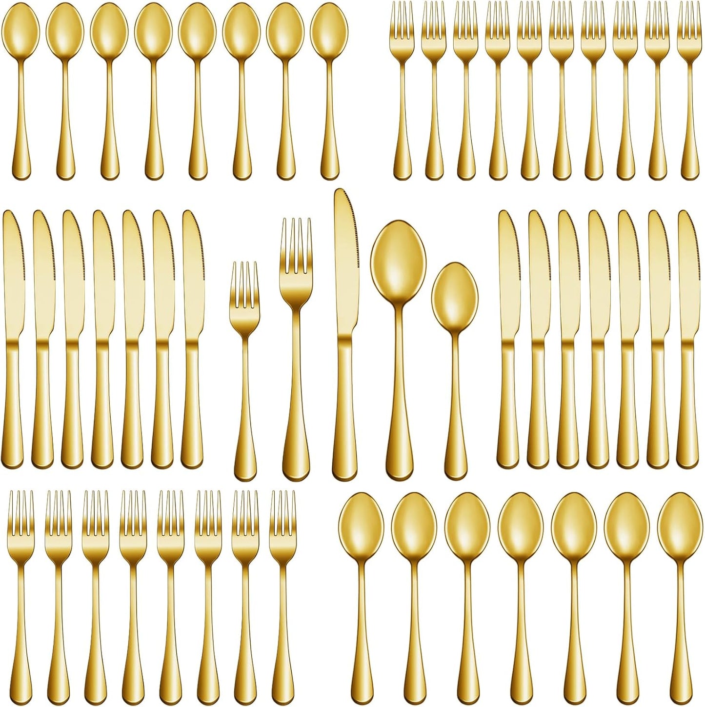 MUTNITT 60 Pcs Gold Silverware Set for 12, Premium Flatware