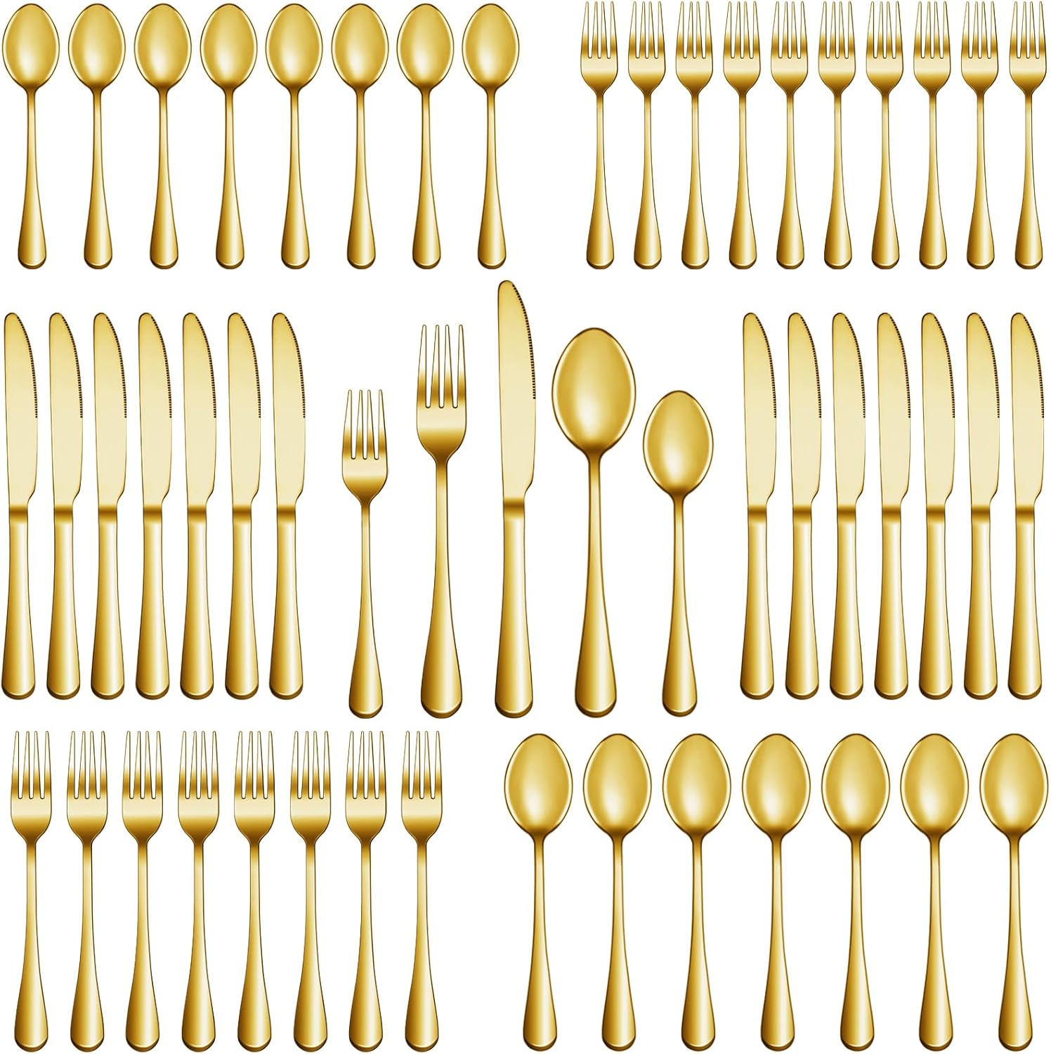 MUTNITT 60 Pcs Gold Silverware Set for 12, Premium Flatware