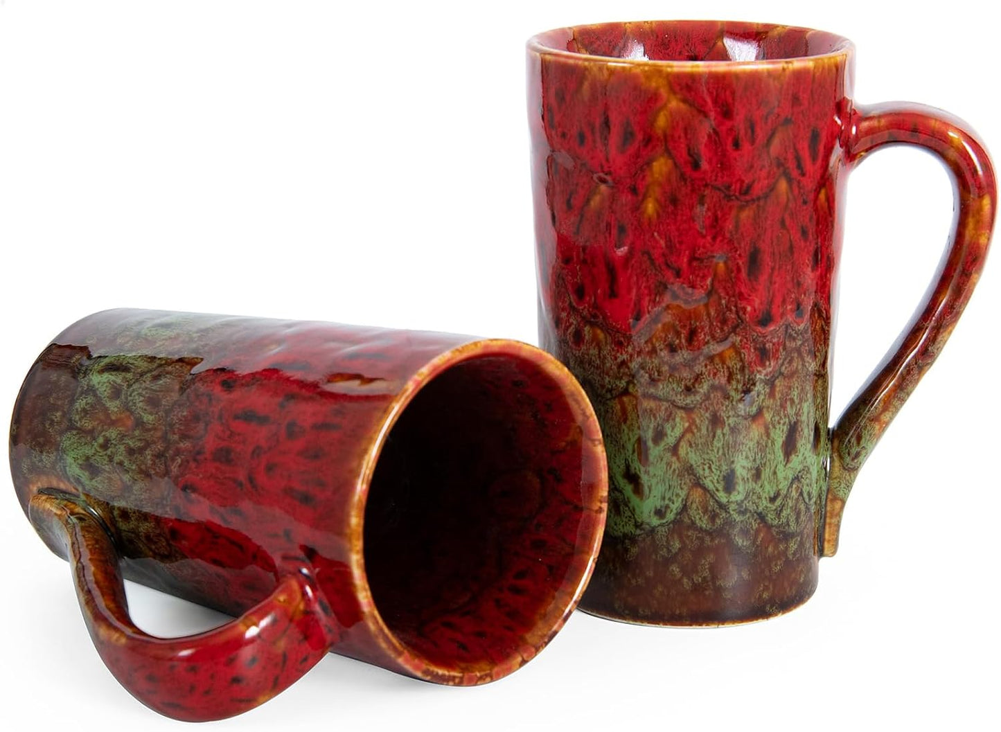 Novelty Tall Coffee Mugs Set, Large Handle, Ceramic Cups for Coffee Lovers