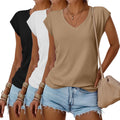 Womens V Neck T Shirts 3 Pack - Comfortable Summer Basics Huukeay