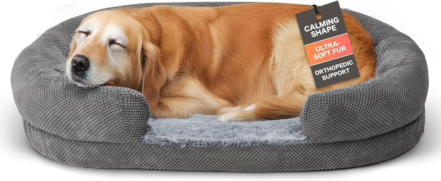 Orthopedic Dog Bed for Medium Dogs with Cozy Bolster Design
