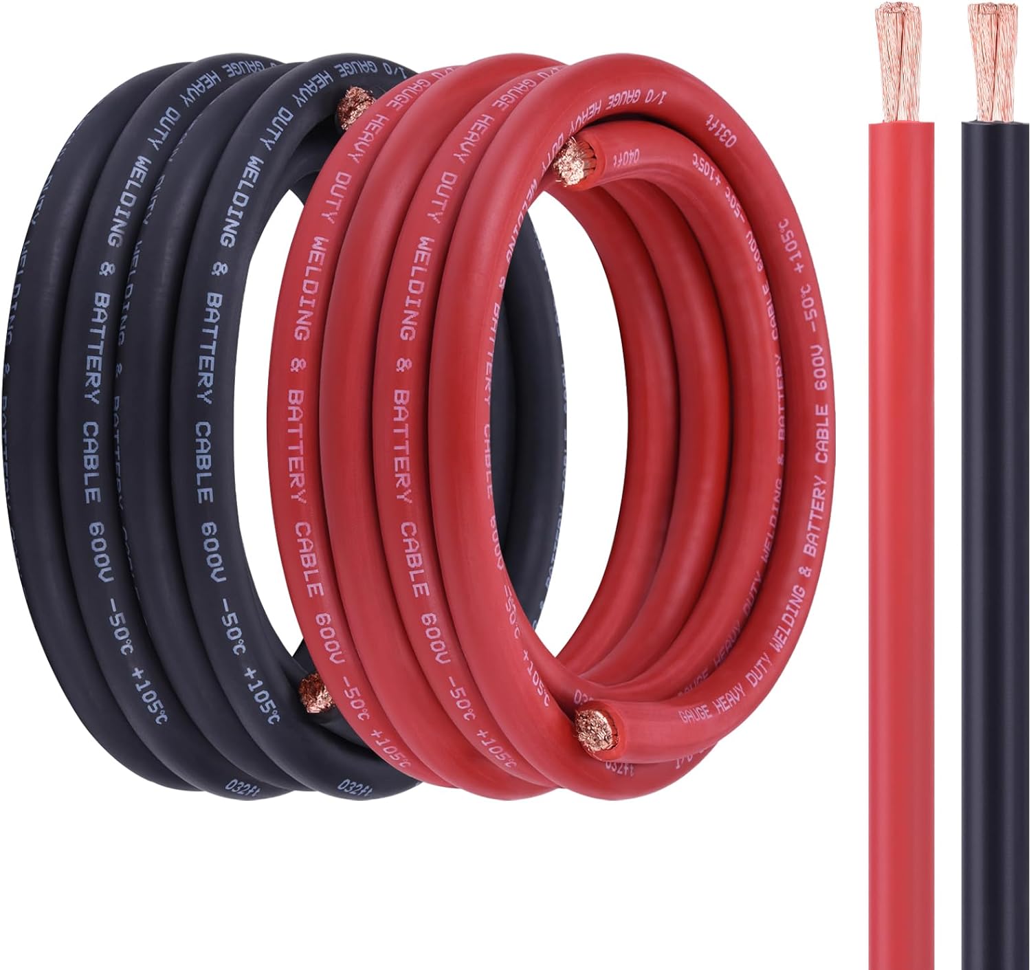 1/0 Battery Cable 20FT Red Black Welding Cable for Automotive