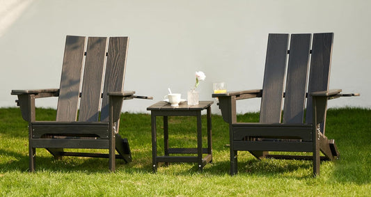 Modern Folding Adirondack Chair Set of 2 with Cup Holders