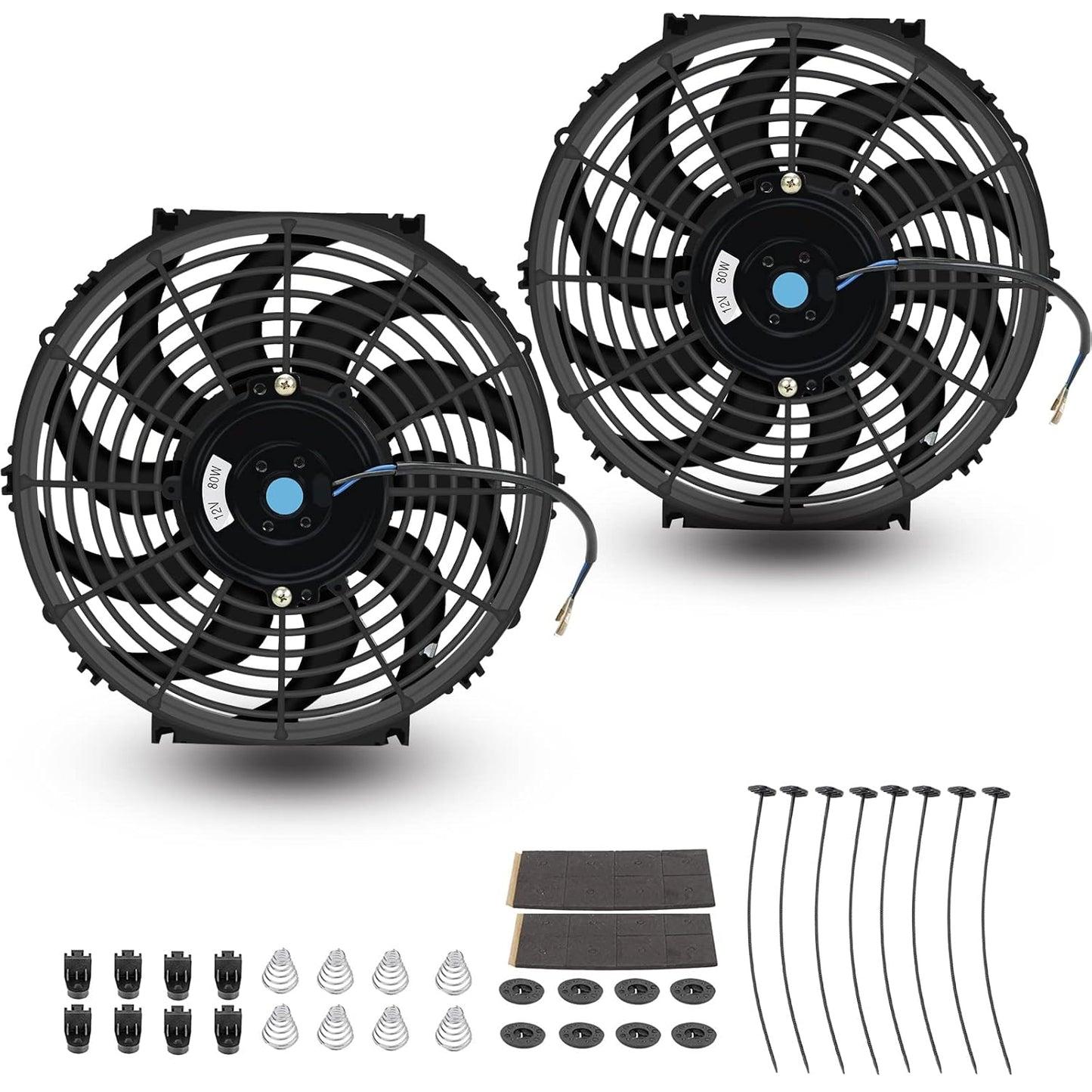 2PCS 12 Inch Universal Slim Fan Push Pull Electric Radiator Cooling