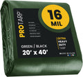 Extra Heavy Duty 16 Mil Green/Black Tarp 20 ft x 40 ft - Waterproof