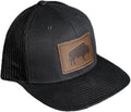 Bison Stamp Leather Patch Trucker Hat - Adjustable Snapback