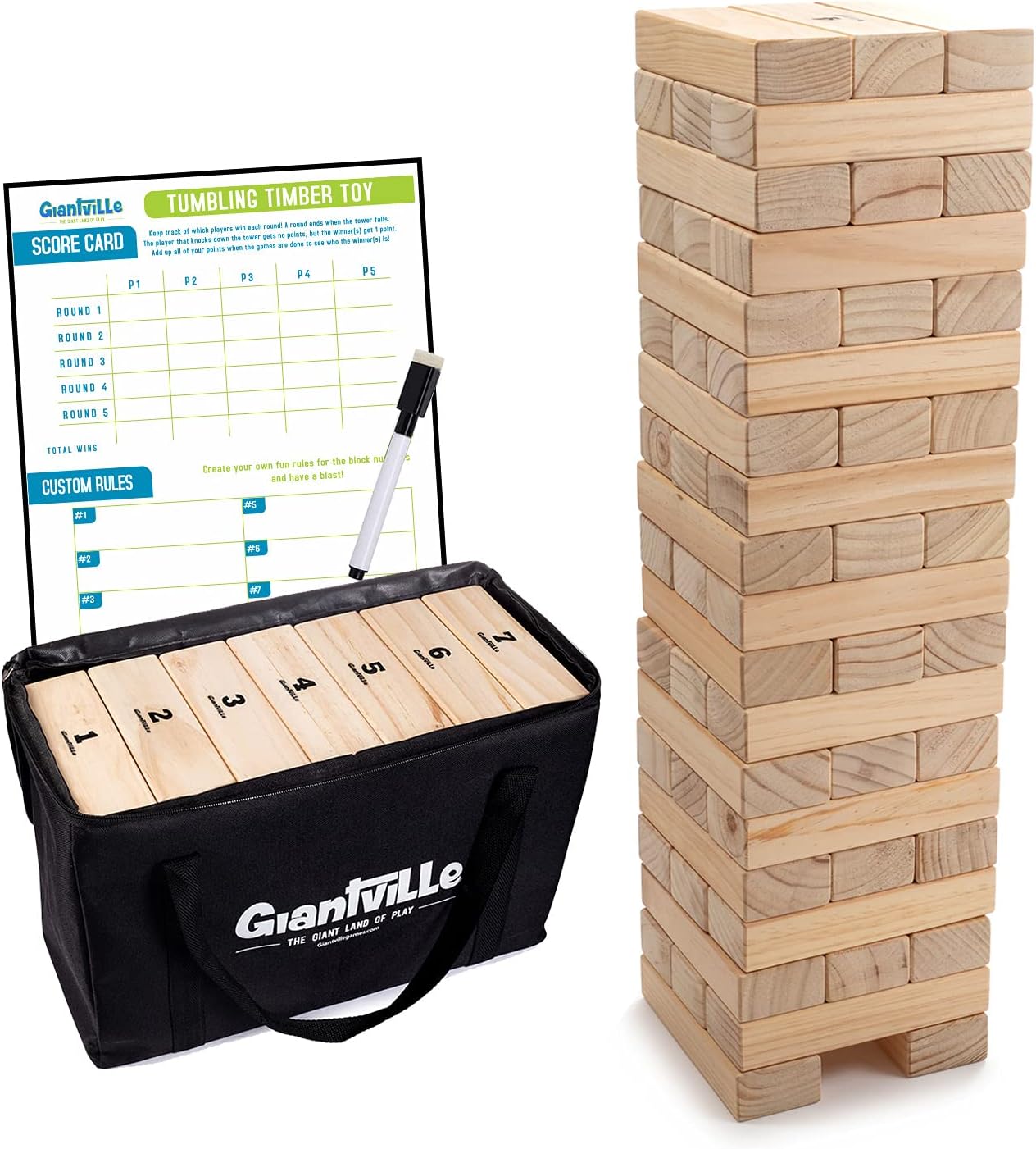 Giant Tumbling Timber Toy - Premium Pine Wood Blocks Game