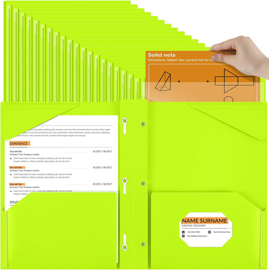 Henoyso 72 Pcs Plastic Folder with Clear Front Pocket for School
