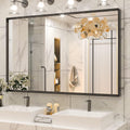 Black Framed Bathroom Mirror 48 x 30 in - Matte Black Rectangle Mirror