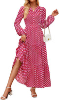 ZESICA Women's 2025 Fall Floral Maxi Dress - Flowy Boho Tiered Dress