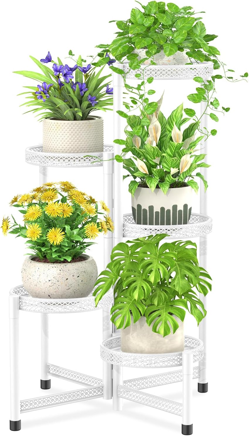 iDavosic.ly 5 Tier Corner Metal Plant Stand for Indoor Outdoor Use