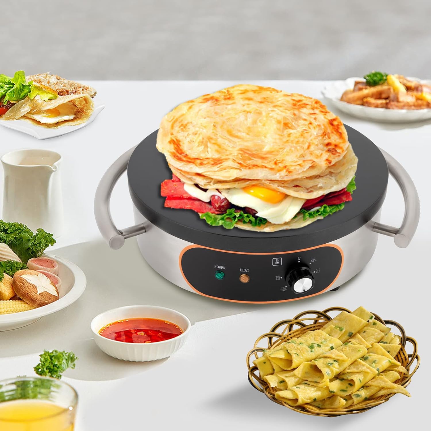 16 Professional Crepe Maker - Non-Stick Electric Griddle for Perfect Pancakes!