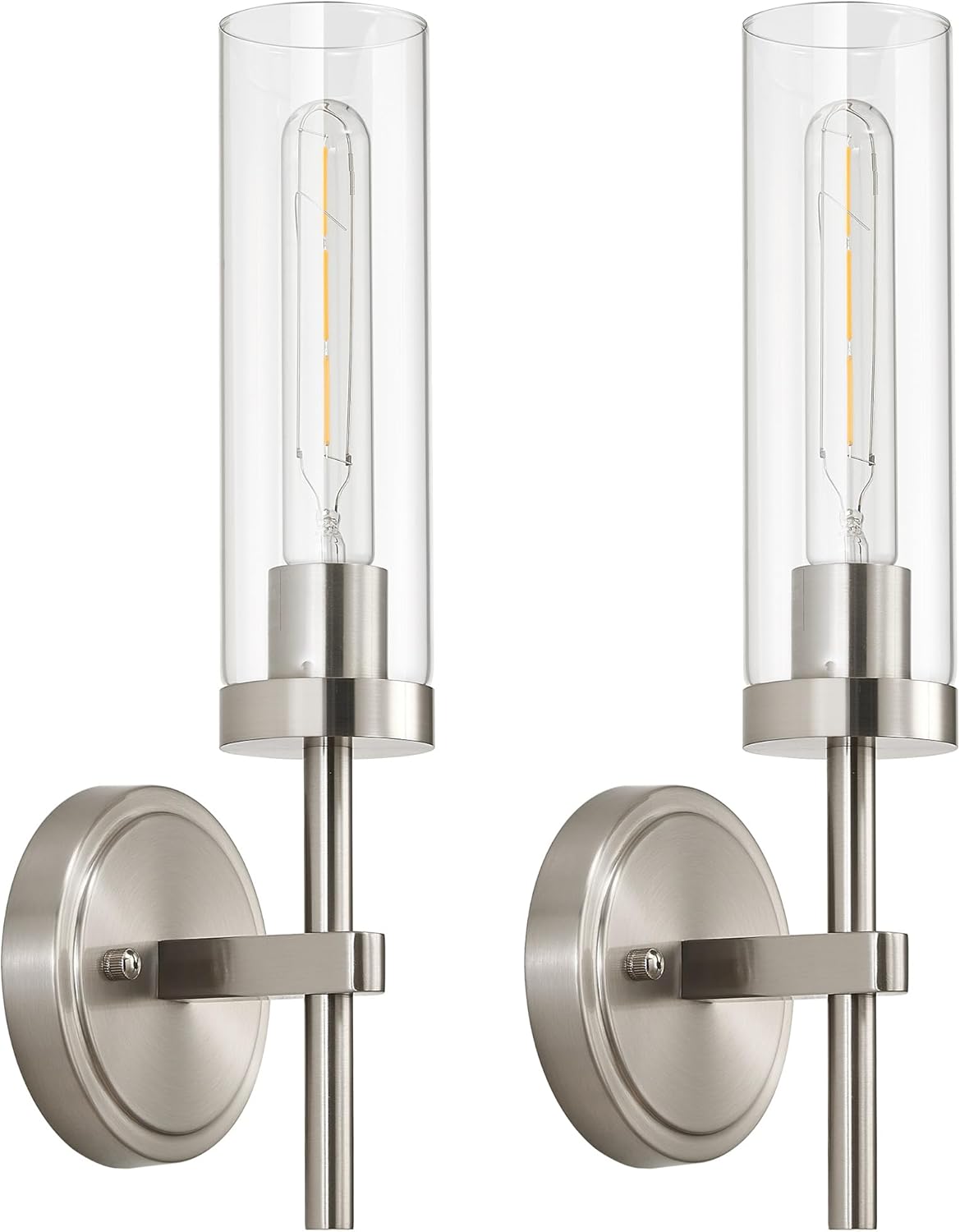Brushed Nickel Hardwired Wall Sconces Set of 2 for Modern Spaces