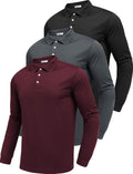 Moisture Wicking Long Sleeve Polo Shirts for Men by PINSPARK