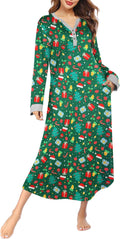 Ekouaer Womens Nightgown Full Length V Neck Nightshirt - Soft Comfort