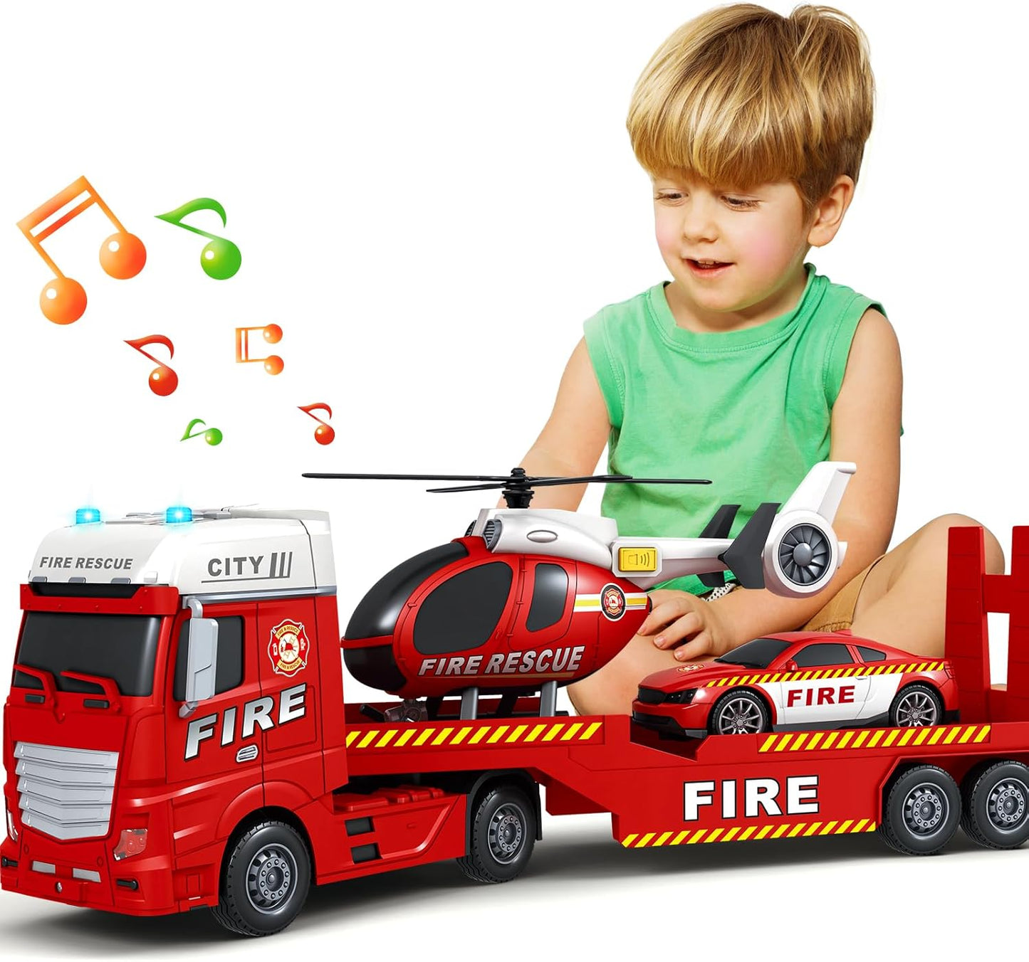 25-Inch Fire Truck Toy for Kids with Lights and Sounds