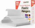 White Plastic Hangers 100 Pack Heavy-Duty Slim Space-Saving