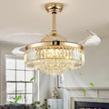 42in Fandelier Ceiling Fan with Light - Retractable Crystal Fan