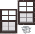 Tandefio 2 Pack Shed Window 12in x 18in Brown Flush Mount - Durable