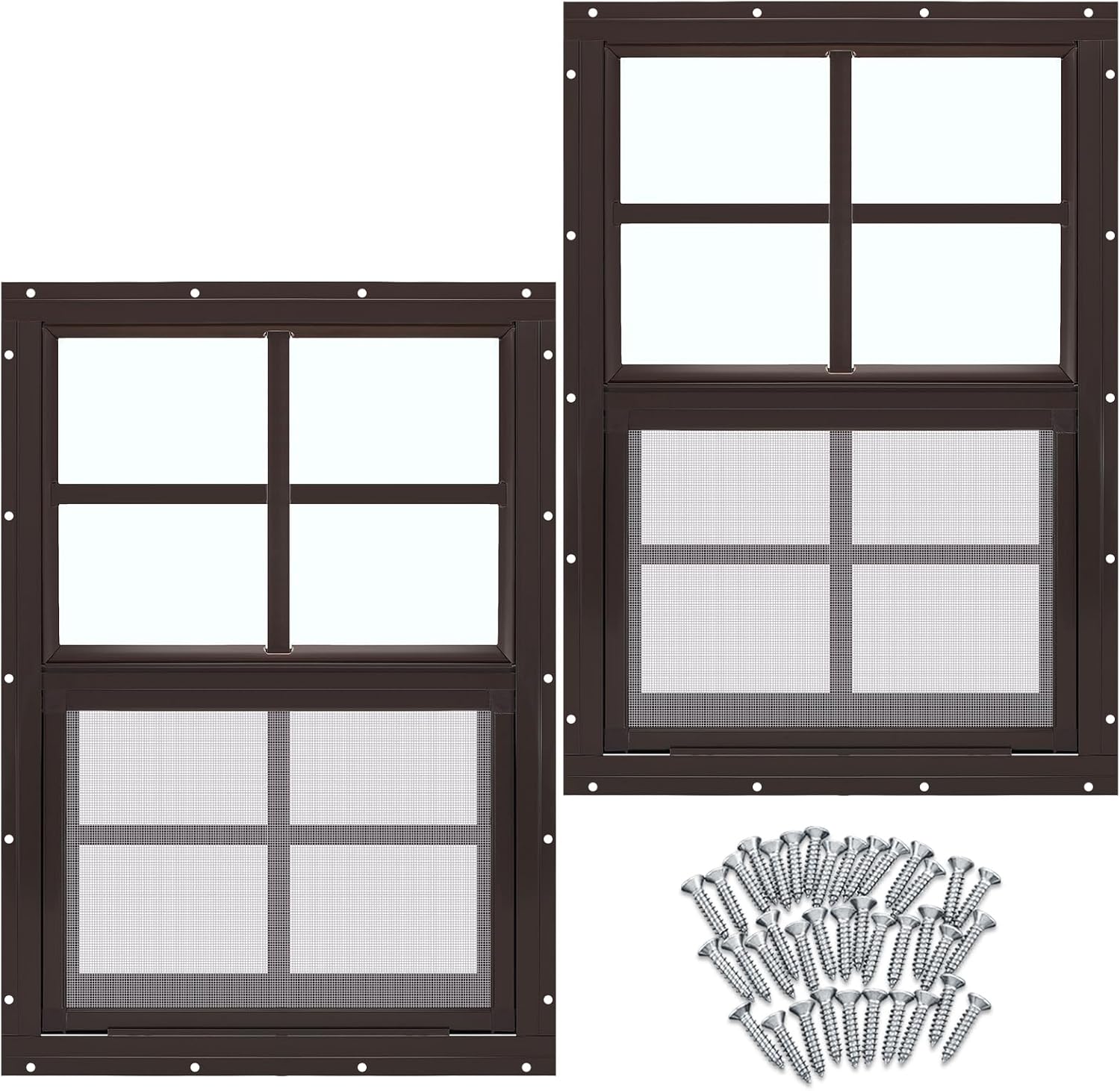 Tandefio 2 Pack Shed Window with Tempered Glass and Screen