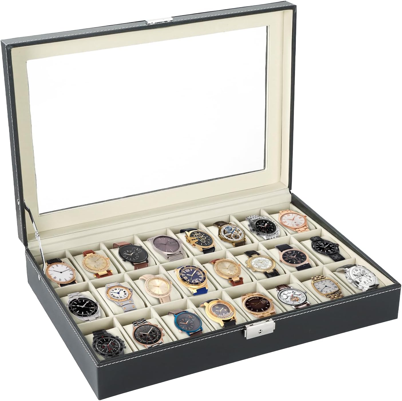 NATGAI 24 Slot Elegant Watch Box - Organize Watches & Jewelry