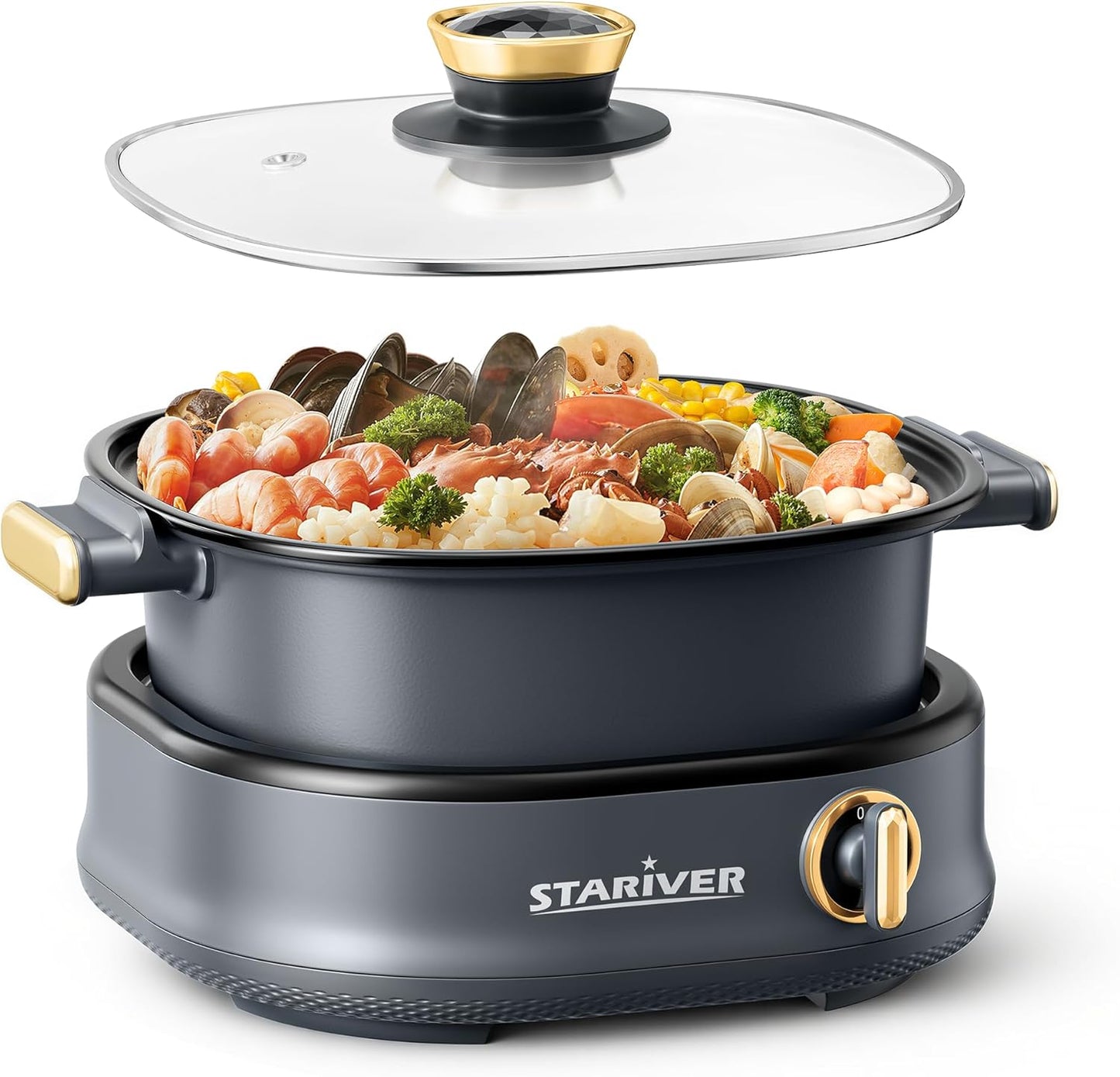 Stariver 3L Dual-Control Electric Hot Pot for Family Dinners