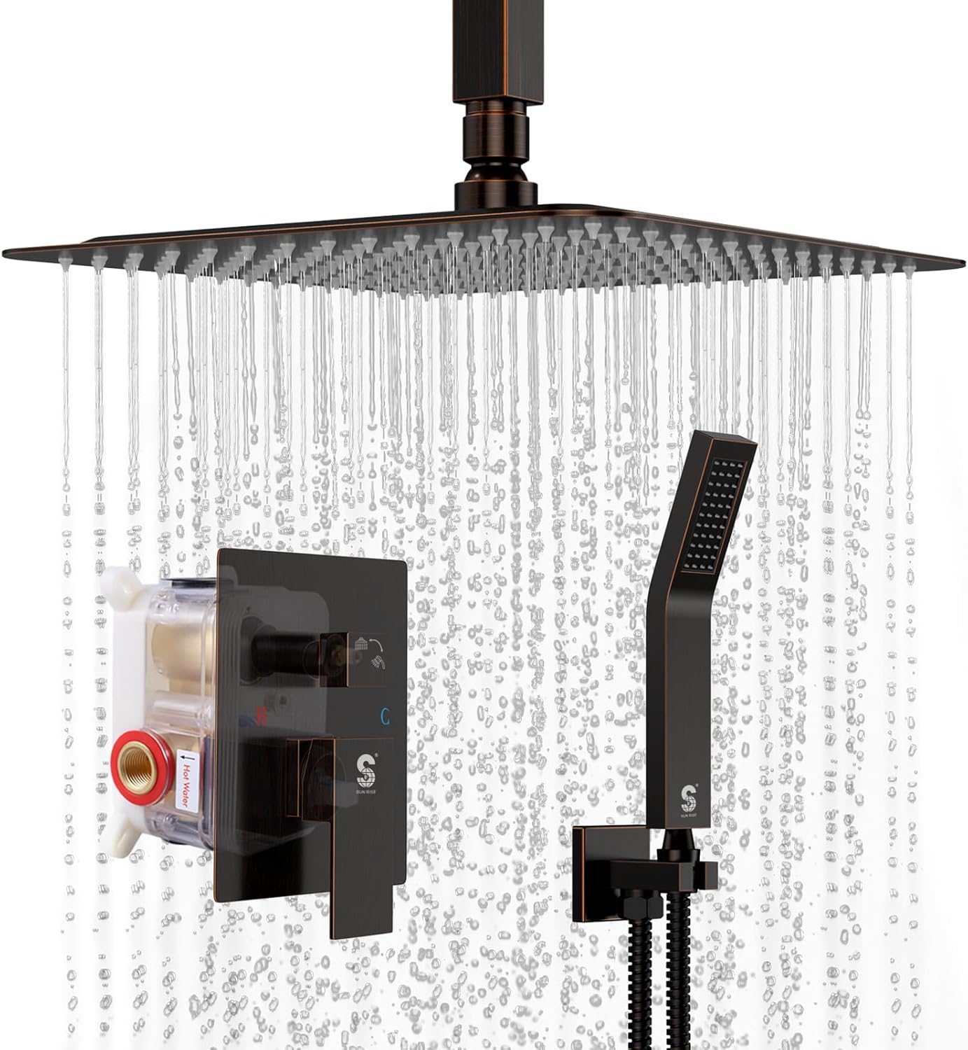 Luxury Rain Mixer Shower Combo Set with 12 Inch Shower Head