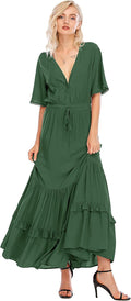 Womens Summer Cotton Midi Dress V Neck Floral Print - Boho Comfort