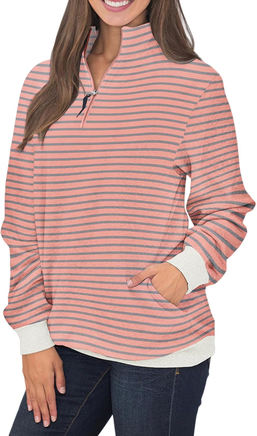 Samefar Womens Cozy High Neck Long Sleeve Pullover Sweatshirt