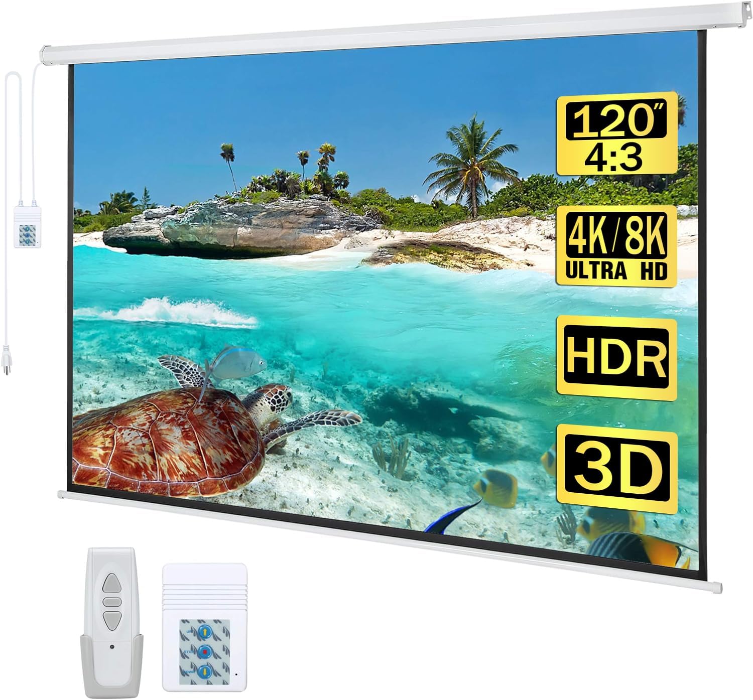 120 Electric Motorized Projector Screen - HD Movies Anywhere!